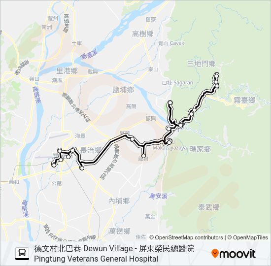巴士幸福三地門5路的線路圖