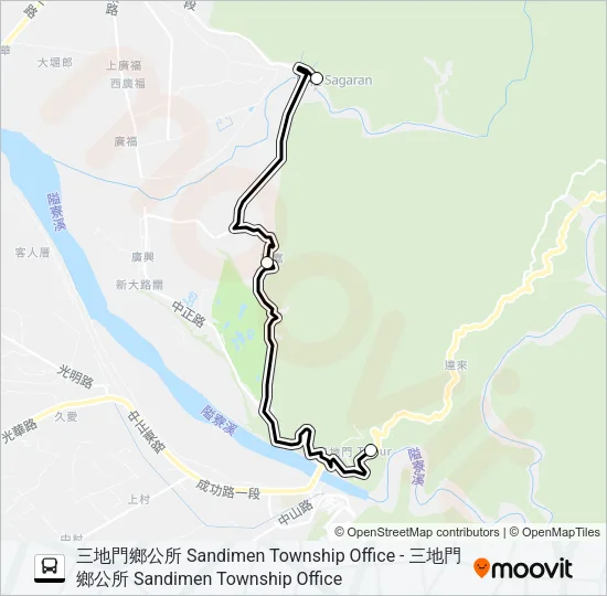 巴士幸福三地門1路的線路圖