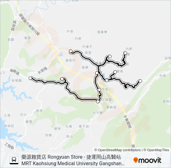 巴士T603D(平日預約)的線路圖