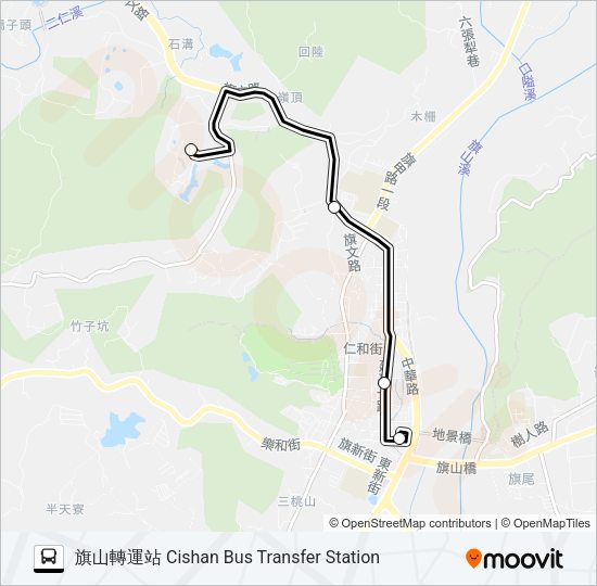 巴士E01A區間車的線路圖