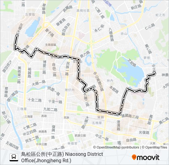 巴士217B新昌幹線的線路圖