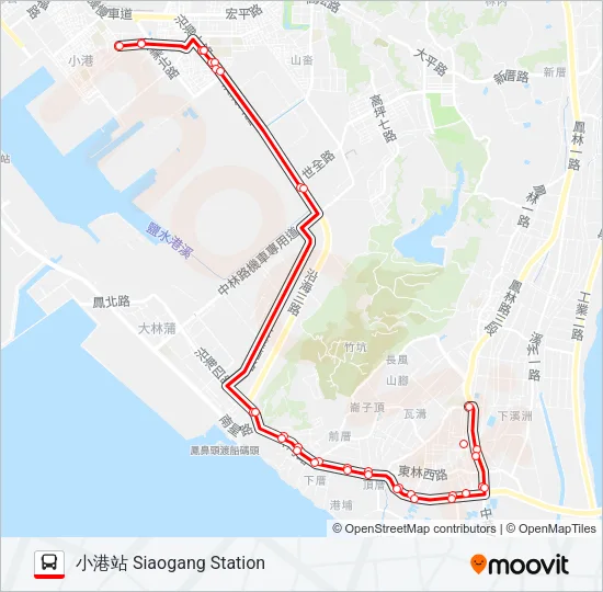 巴士紅3林園幹線的線路圖
