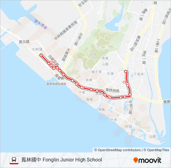 巴士紅3鳳林接駁線的線路圖