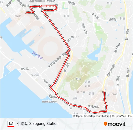 巴士紅3林園幹線延駛的線路圖