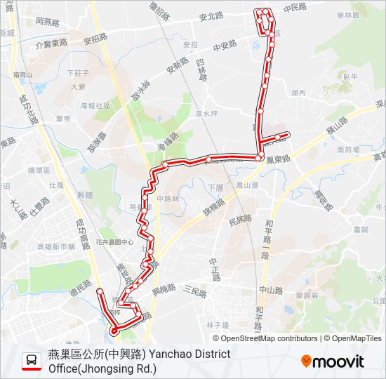巴士紅58B的線路圖