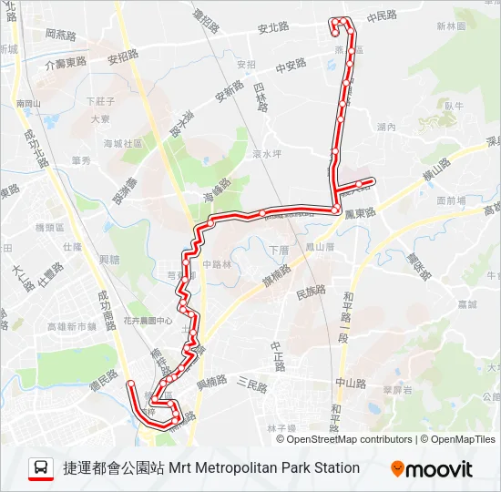 巴士紅58B的線路圖