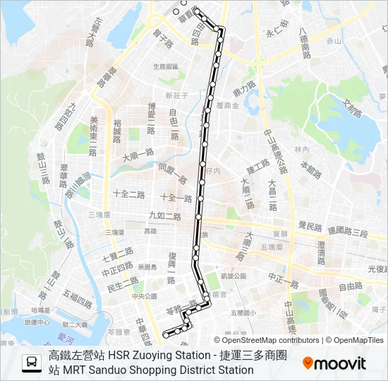 巴士90民族幹線的線路圖