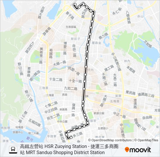 巴士90民族幹線的線路圖