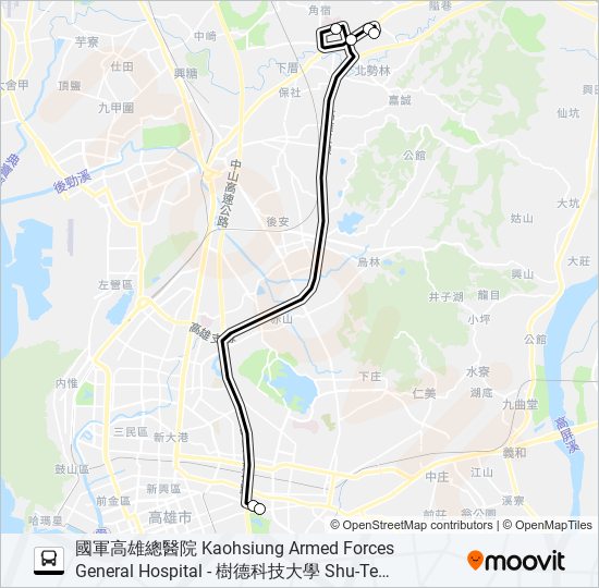 巴士E09鳳山燕巢城市快線的線路圖