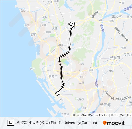 巴士E10小港燕巢城市快線的線路圖