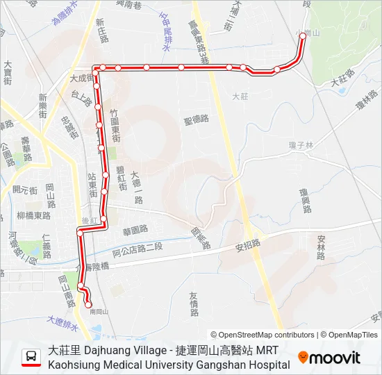 紅68A(延駛大莊里) Bus Line Map