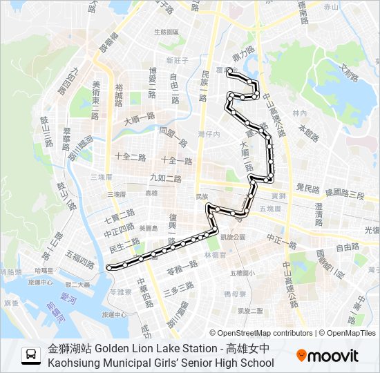 巴士77昌福幹線(繞三民高中)的線路圖