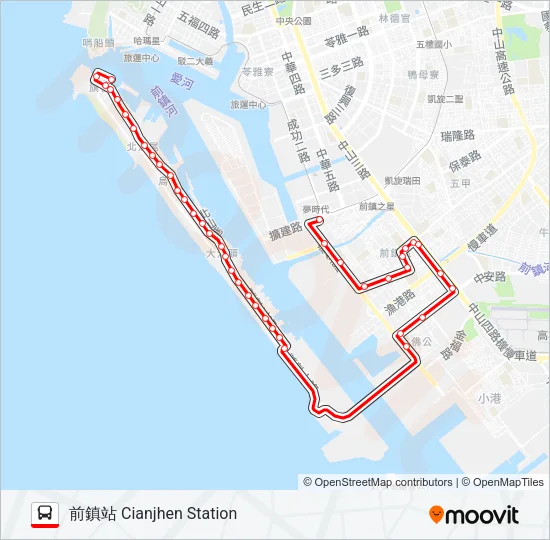 紅9A旗津幹線 Bus Line Map