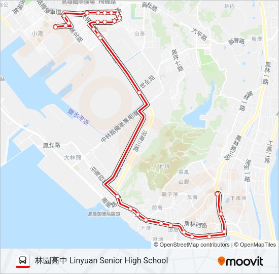 巴士紅3C林園幹線(不經西溪里)的線路圖