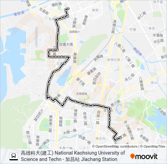 巴士217D新昌幹線(高應大發車)的線路圖