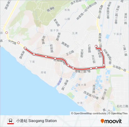 紅3D林園幹線(不經西溪里.宏平路) Bus Line Map