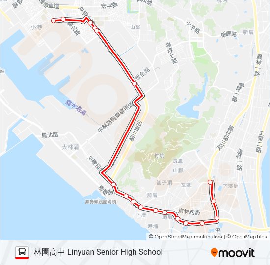 巴士紅3D林園幹線(不經西溪里.宏平路)的線路圖