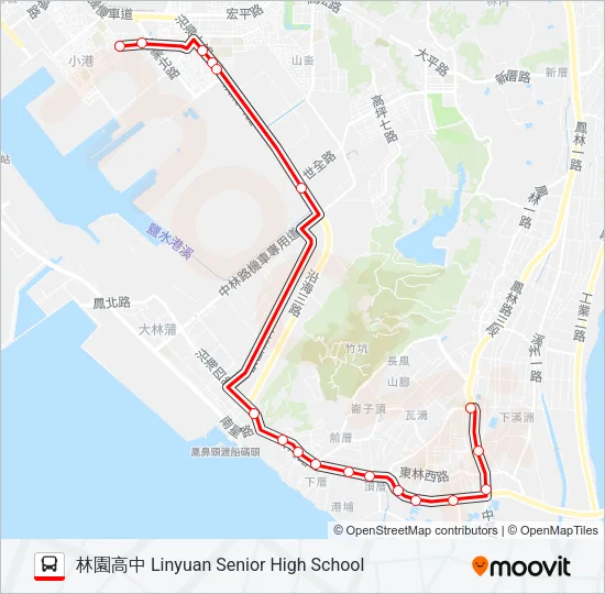 紅3D林園幹線(不經西溪里.宏平路) Bus Line Map