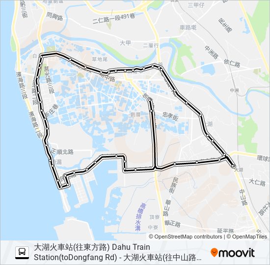 巴士大湖線-海埔海山三興宮的線路圖