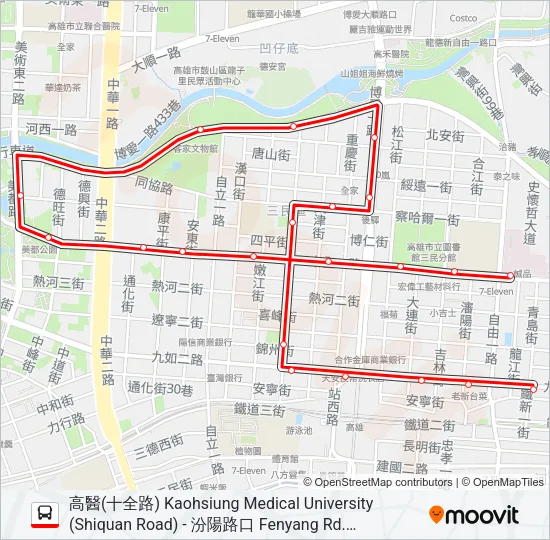 紅28(繞中都濕地公園) Bus Line Map