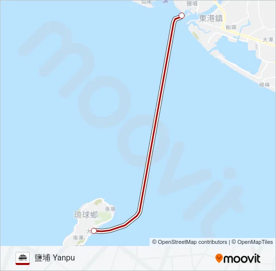 渡輪鹽埔琉球的線路圖