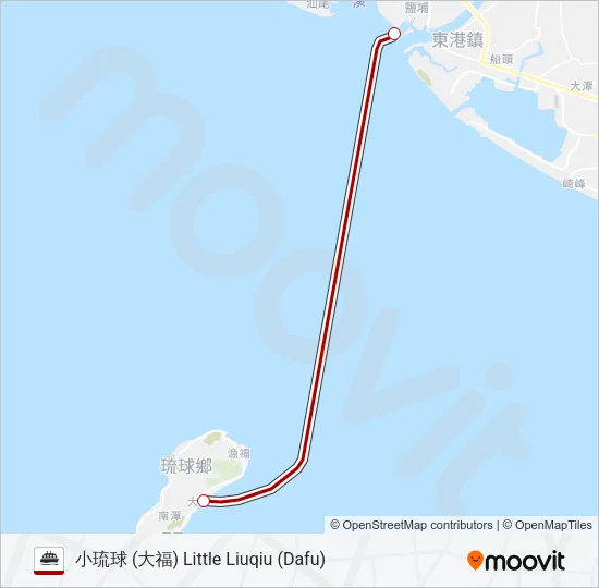 渡輪鹽埔琉球的線路圖