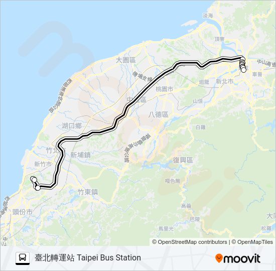 巴士1822A的線路圖