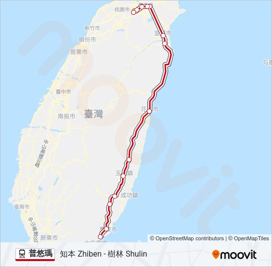 火車普悠瑪的線路圖