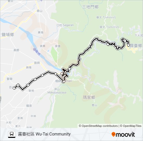 巴士幸福霧臺1路的線路圖