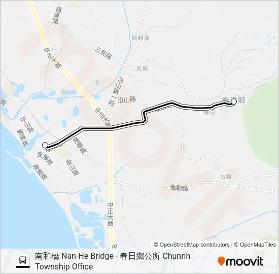 巴士幸福春日1路的線路圖