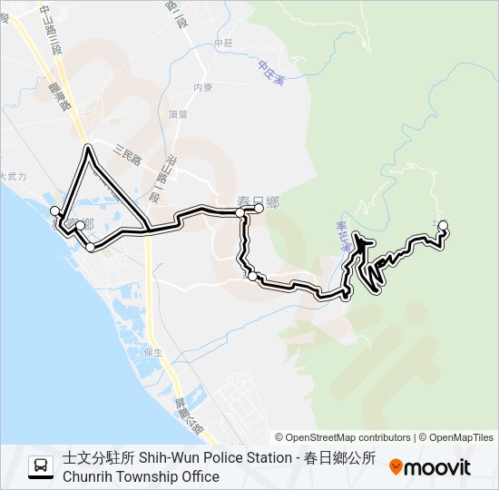 巴士幸福春日2路的線路圖