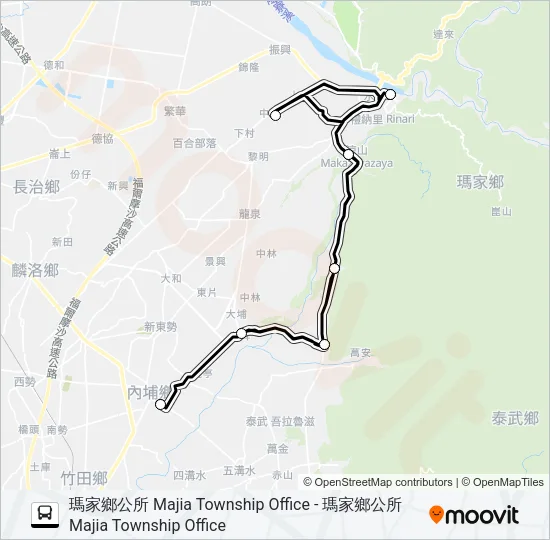 巴士幸福瑪家1路的線路圖