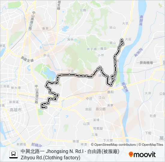 巴士橘7A(中興北路一發車)的線路圖