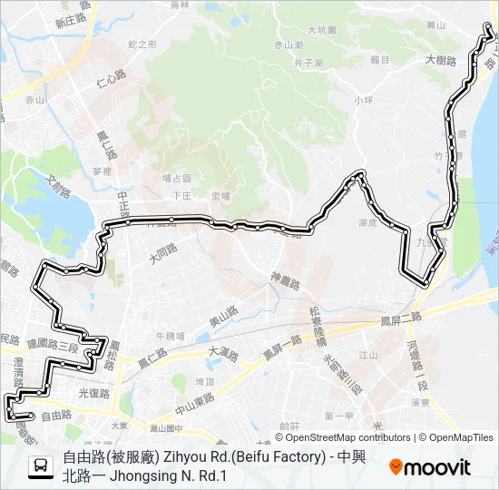 橘7A(延駛中興北路一) Bus Line Map