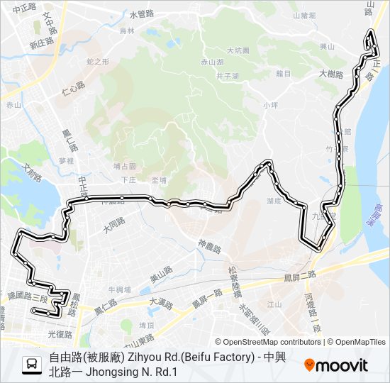 巴士橘7A(延駛中興北路一)的線路圖