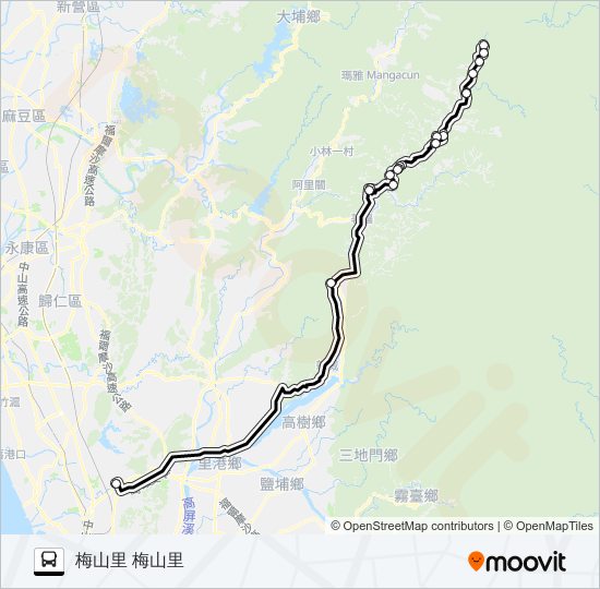 巴士T525(每週二、四預約)的線路圖