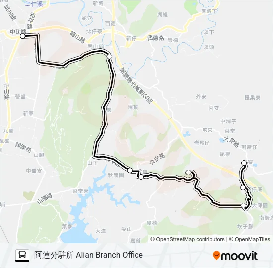 巴士T603C(每周二、四、五預約)的線路圖