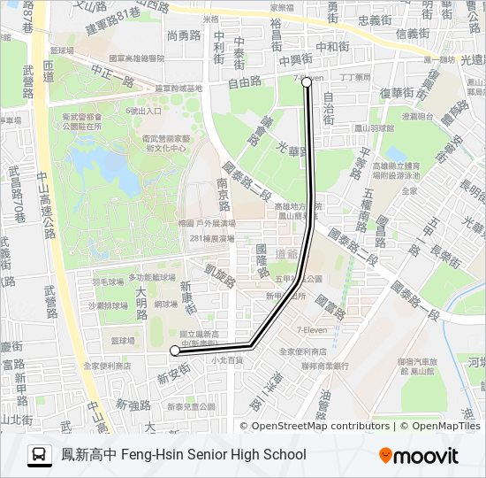 橘12區間車(寒暑假停駛) bus Line Map