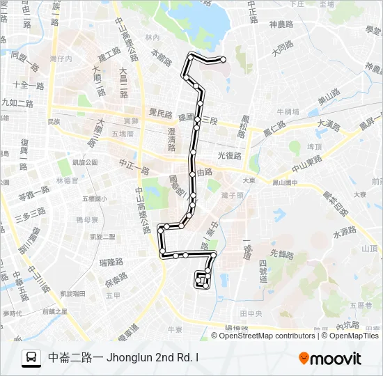 橘12(白天延駛澄清湖) Bus Line Map