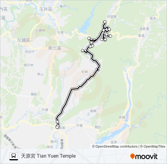 巴士T503(每週一、三、五的線路圖