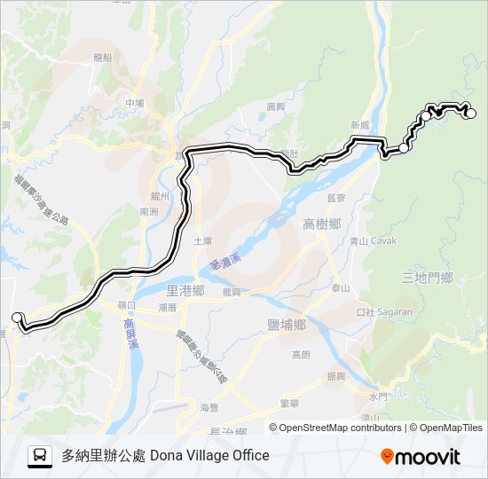 巴士T526(每週二、四預約)的線路圖