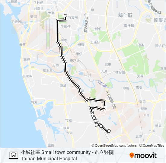 巴士T606A(每週一、三、五發車)的線路圖