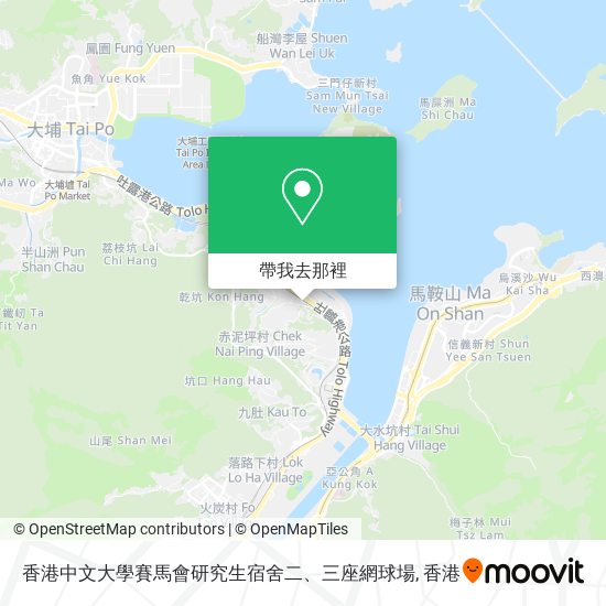 香港中文大學賽馬會研究生宿舍二、三座網球場地圖
