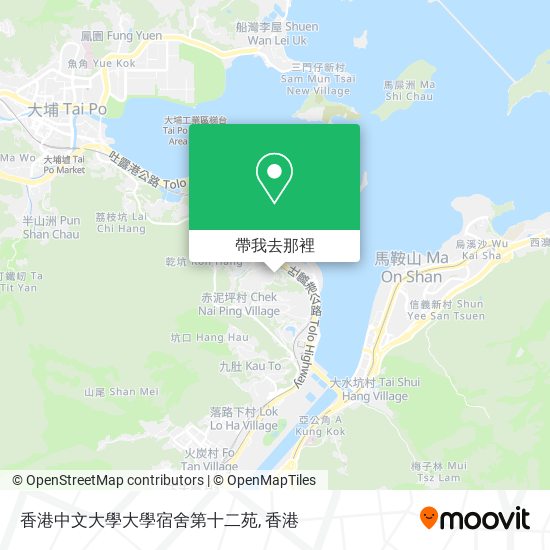 香港中文大學大學宿舍第十二苑地圖