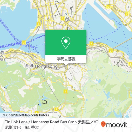Tin Lok Lane / Hennessy Road Bus Stop 天樂里／軒尼斯道巴士站地圖