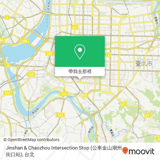 Jinshan & Chaozhou Intersection Stop (公車金山潮州街口站)地圖