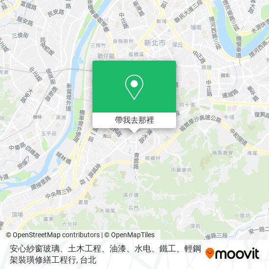 安心紗窗玻璃、土木工程、油漆、水电、鐵工、輕鋼架裝璜修繕工程行地圖