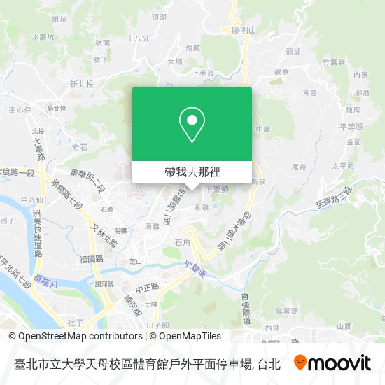 臺北市立大學天母校區體育館戶外平面停車場地圖