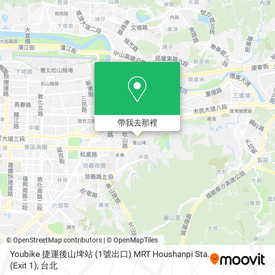 Youbike 捷運後山埤站 (1號出口) MRT Houshanpi Sta. (Exit 1)地圖