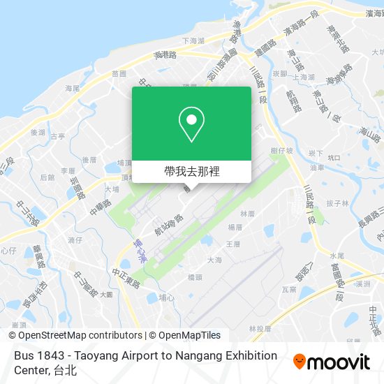 Bus 1843 - Taoyang Airport to Nangang Exhibition Center地圖